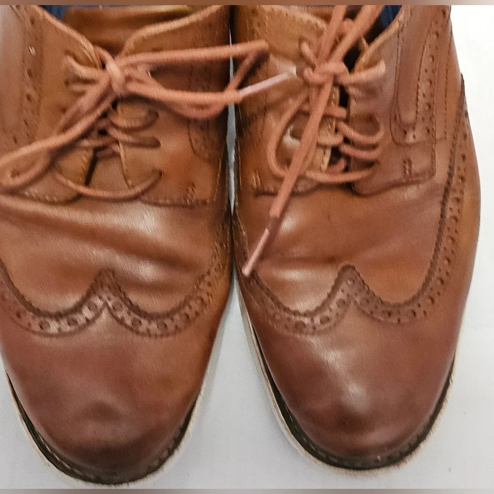 Cole Haan Grand Evolution Wingtip Oxfords Leather British Tan Men's 10.5M C26930